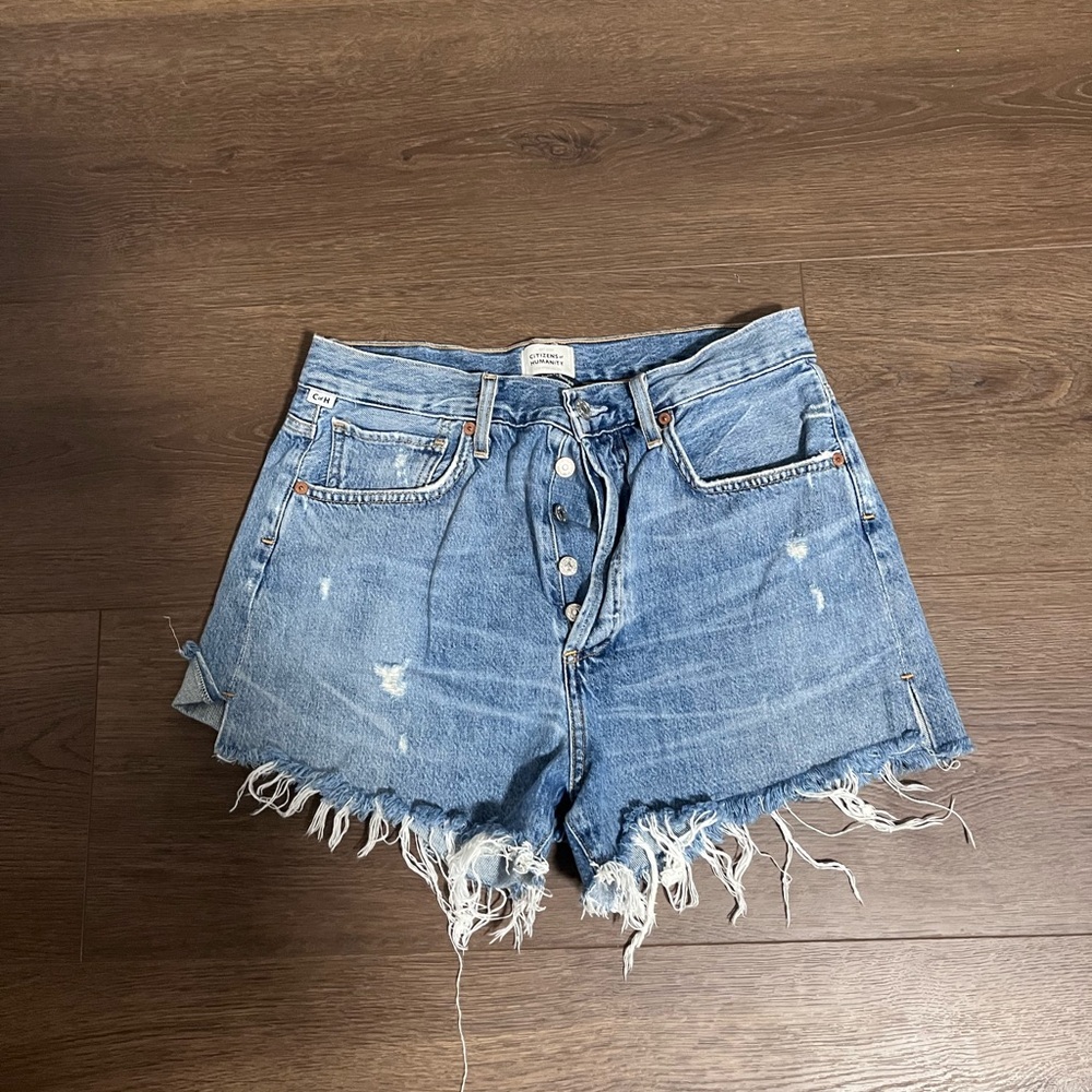 Citizens Of Humanity Blue Distressed Jean Shorts